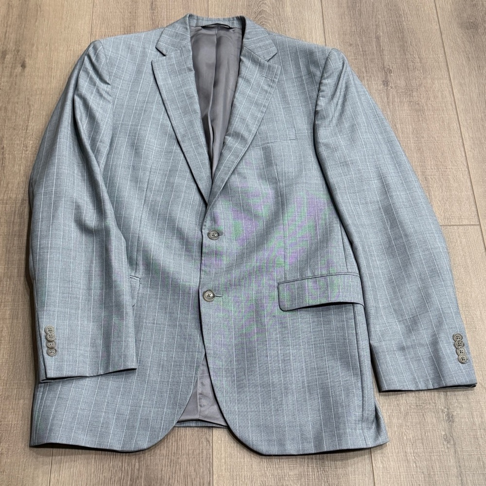 Vitale Barberis Canonico Wool Silk Blazer Men Sz 42 Gray Pinstripe Lined Italy
